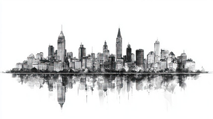 Obraz premium Buenos Aires, Argentina, black and white pen pencil hand-drawn effect drawing illustration for travel poster, card, wallpaper, backdrop or banner. Modern, clear, artistic and simple