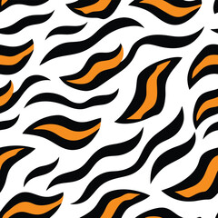 Seamless Zebra Animal Fur Pattern Vector Design.