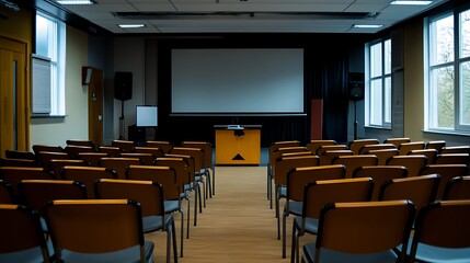 Empty Modern Classroom In the School Interior, Back to School Concept Book, Chair, table 3D Render.