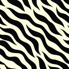 Seamless Zebra Animal Fur Pattern Vector Design.
