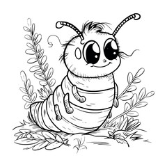 Tent caterpillar illustration coloring page - coloring book for kids