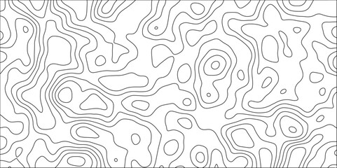 Abstract black & white topographic Contour Scheme and Terrain on old paper. Geographic mountain terrain. Contour map background. Cartographic Weave with seamless striped patterns and wavy Lines