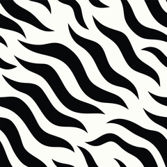 Seamless Zebra Animal Fur Pattern Vector Design.