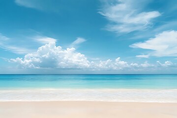 Fototapeta premium Tropical Beach With Blue Sky And White Clouds