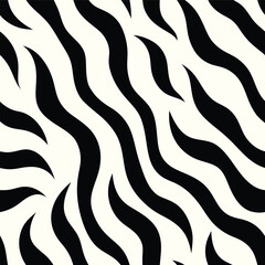 Seamless Zebra Animal Fur Pattern Vector Design.