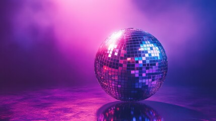 Obraz premium disco ball sphere with colorful disco lights for party nights wallpaper background with copy space