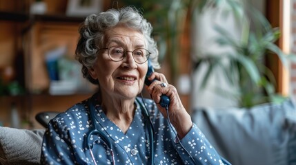 An older adult on the phone setting up a medical appointment with their healthcare provider