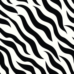 Seamless Zebra Animal Fur Pattern Vector Design.