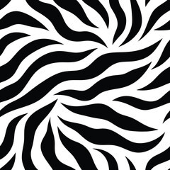 Seamless Zebra Animal Fur Pattern Vector Design.