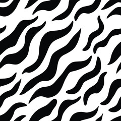 Seamless Zebra Animal Fur Pattern Vector Design.