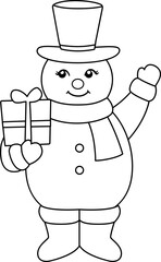cute retro snowman outline isolated vector
vintage snowman outline svg.