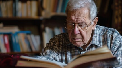 An older adult participating in a lifelong learning program, studying subjects like history, art, or philosophy with enthusiasm