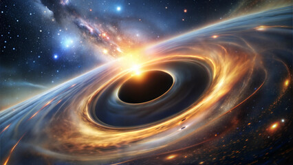 Swirling accretion disk of a black hole with intense energy emissions in cosmic spectacle