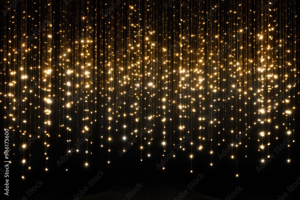 Poster a mesmerizing cascade of twinkling string lights, creating a magical and enchanting atmosphere