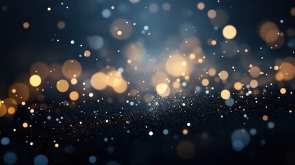 Obraz premium Shimmering silver bokeh lights contrast beautifully against a dark backdrop for a stunning copy space image