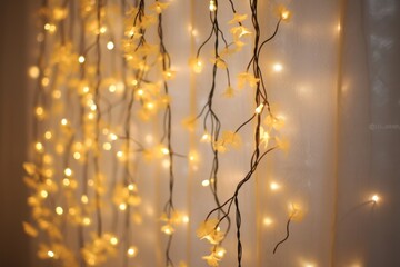 A mesmerizing string of firefly-inspired lights, flickering with a gentle rhythm, creating a calming and serene atmosphere