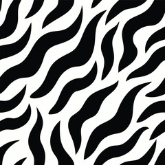 Seamless Zebra Animal Fur Pattern Vector Design.