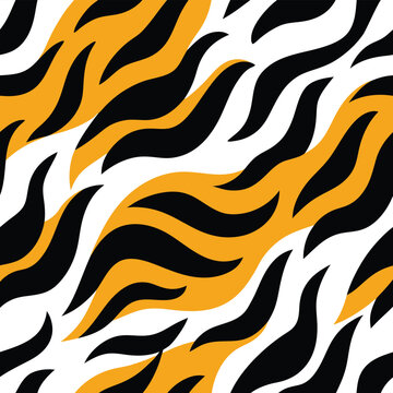 Seamless Zebra Animal Fur Pattern Vector Design.