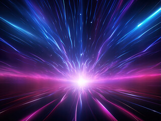 Naklejka premium Awesome Corridor stretches into darkness dotted with lights leading to a distant glow