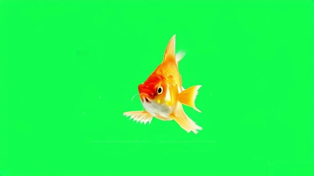Animation gold fish on green screen.