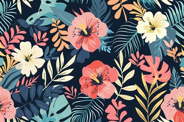 Tropical Floral Seamless Pattern Background
