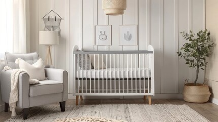 Cozy baby nursery with a crib, changing table, and soft decorations