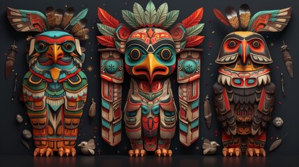 Obraz premium Native American Totem Pole Art