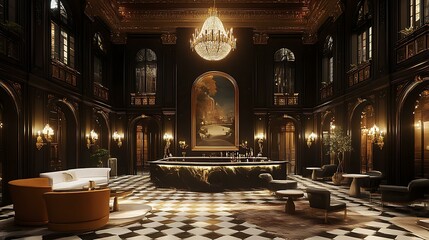 Obraz premium Luxury Interior Design With Black and Gold Color Scheme