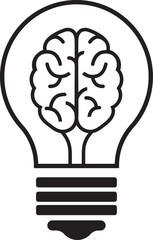 Light bulb and brain inside. innovation symbol. vector illustration