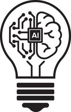 recommend clip art: Light bulb and brain inside th AI text, symbolizing artificial intelligence