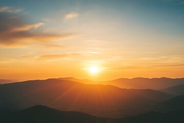 Fototapeta premium Golden Hour Sunset Over Mountain Range