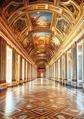 Obraz premium Grand Hallway with Ornate Ceiling and Marble Floor
