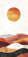 Abstract Landscape With Sun In The Sky