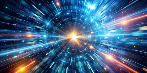 Obraz premium Flight through a mesmerizing hyperspace tunnel of time and space , hyperspace, tunnel, time travel