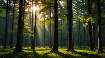 sun rays in the forest