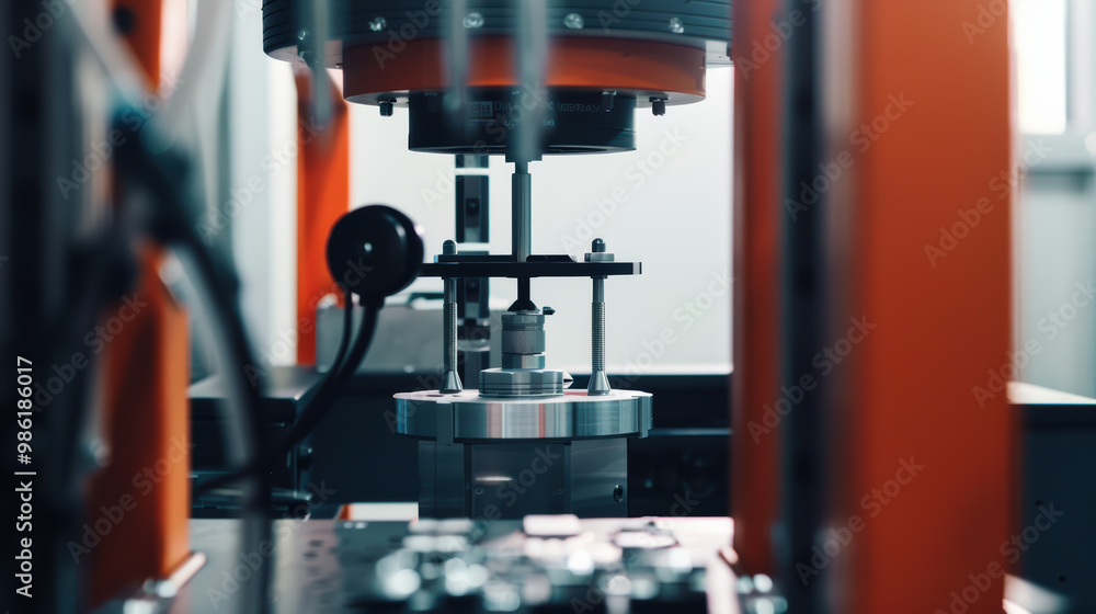 Aufkleber image showcases close up view of precision machine, highlighting its intricate components and mechan