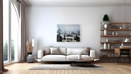 modern living room with fireplace