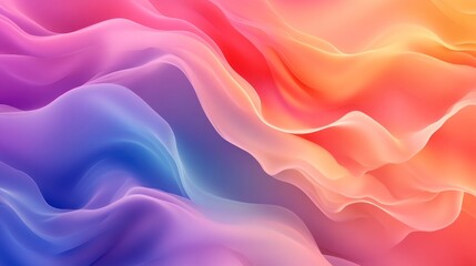 Obraz premium Abstract background of soft, flowing waves in shades of pink, orange, blue, and purple.