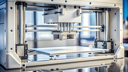 A close-up shot of a printer creating a detailed model, printing, technology