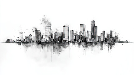Fototapeta premium Cuman, Venezuela, black and white pen pencil hand-drawn effect drawing illustration for travel poster, card, wallpaper, backdrop or banner. Modern, clear, artistic and simple