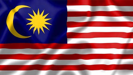flag of malaysia waving in the wind. 3 d illustration.