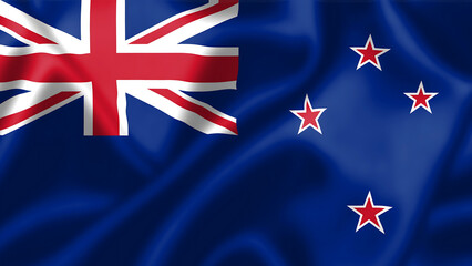 New Zealand flag waving in flagpole. 3 d illustration 