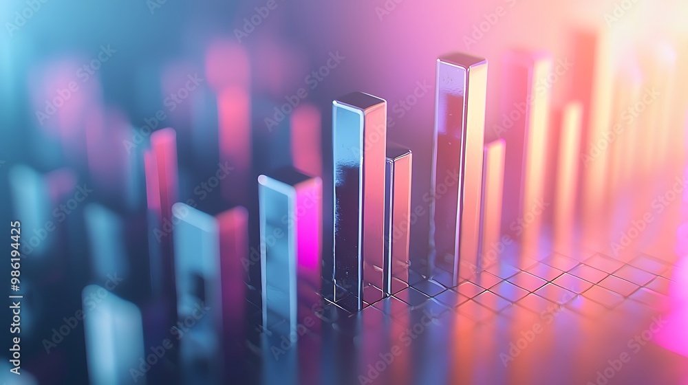 Poster geometric forms float in neon hues, their edges sharp and glowing with electric light.