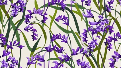 Lavender lilies swirl pattern seamless plain white background design