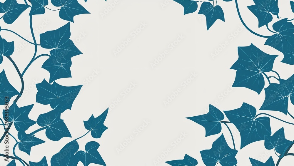 Canvas Prints light blue ivy vines geometric pattern seamless plain white background design