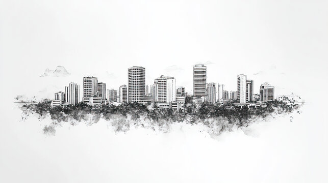 Dagupan, Philippines, black and white pen pencil hand-drawn effect drawing illustration for travel poster, card, wallpaper, backdrop or banner. Modern, clear, artistic and simple