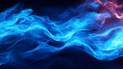 Fototapeta premium A mesmerizing blend of blue and red smoke, swirling elegantly against a dark background, perfect for creative designs.