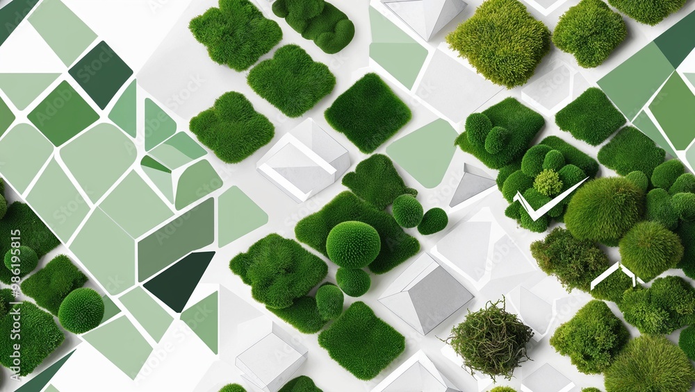 Canvas Prints mint moss textures geometric flow seamless plain white background design