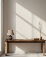 Minimalistic table with lamp
