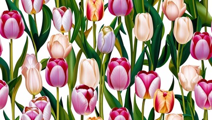 Obraz premium Pale rose tulips abstract bloom seamless plain white background design